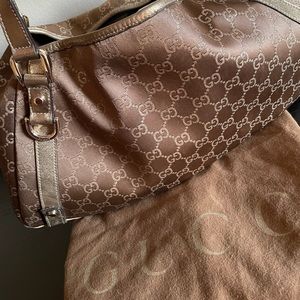 Gucci Gold Metallic Abbey D-Ring Tote